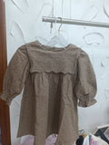 Arrival Autumn Girls Vintage Crew Neck Long Sleeves Dots Print and Flowers Embroidery Pattern Dress