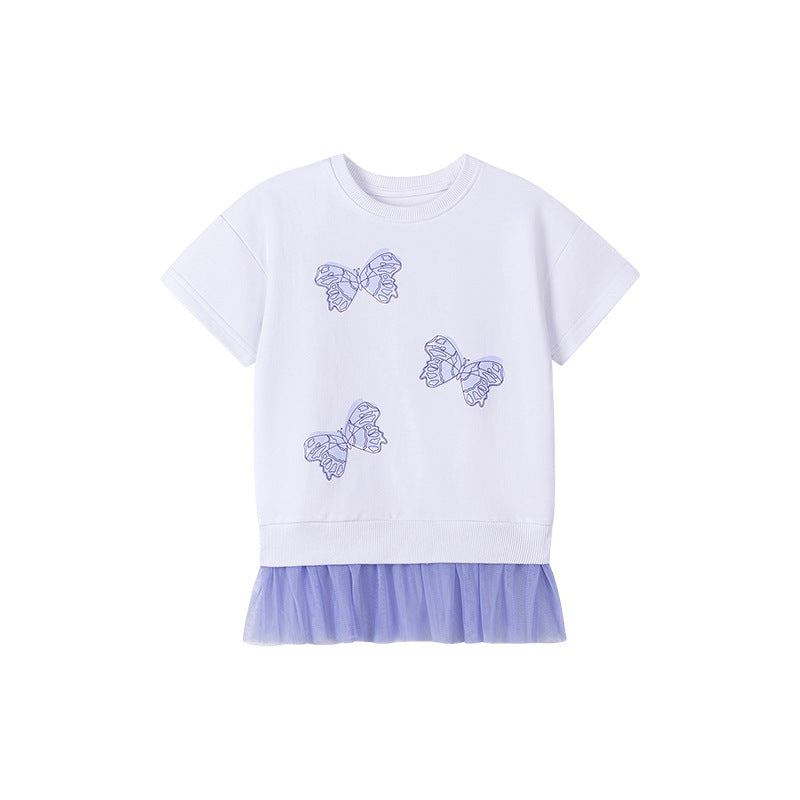Summer Arrival Butterfly Pattern Short Sleeves Tulle Dress for Stylish - MyKids-USA™