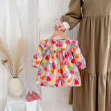 Autumn Arrival Baby Girls Long Sleeves Vivid Floral Print Colorful Onesies and Dress