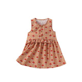 Summer Arrival Flowers Pattern Sleeveless Crew Neck Dress for Stylish Girls