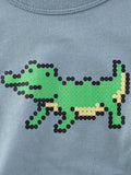Boys’ Cartoon Pixel Crocodile Pattern T-Shirt In European And American Style - MyKids-USA™