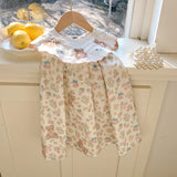 Summer Baby Kids Girls Sleeveless Teddy Bear and Flowers Pattern Dress
