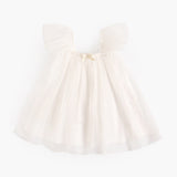 Summer New Arrival Baby Girls Holiday Solid Color Princess Square Neck Mesh Strap Dress