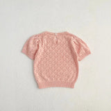 Summer Arrival Baby Kids Girls Comfortable Heart Pattern Knitted Short Sleeves Top - MyKids-USA™