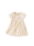 Summer New Arrival Girls’ Floral Pattern Embroidery Short Sleeves Round Collar Dress - MyKids-USA™