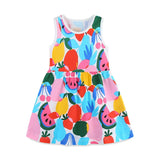 Summer Hot Selling Colorful Fruits Pattern Sleeveless Dress for Stylish Girls