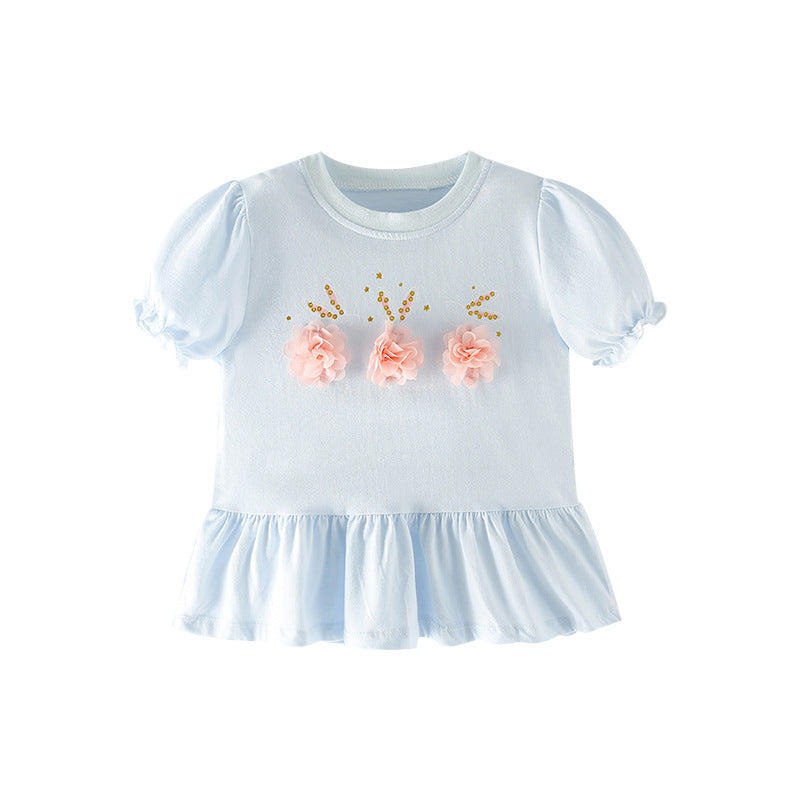 Girls’ Clothing Summer Collection – Flowers And Sequins Children’s T-Shirt Dress - MyKids-USA™