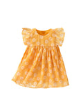 Summer New Arrival Baby Kids Girls Fly Sleeves Floral Print Crew Neck Dress