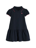Summer Baby Kids Girls Short Sleeves Pink Logo Polo Design Black Dress - MyKids-USA™