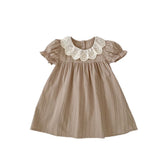 Design Summer Baby Kids Girls Floral Pattern Lace Short Sleeves Dress and Bloomers – Princess Sister Matching Set