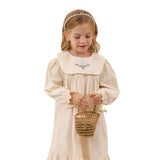 Spring and Autumn Vintage Flowers Embroidered Long-sleeved Dress for Stylish Girls