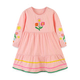 Adorable Floral Embroidered Dress: A Sweet Round Neck Princess Dress For Girls - MyKids-USA™