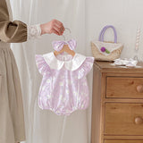 New Arrival Summer Girls Flowers Pattern Fly Sleeves Peter Pan Collar Onesies And Dress – Sister Matching Clothing Set - MyKids-USA™