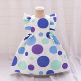 Summer Baby Kids Girls Fly Sleeves Crew Neck Fashion Polka Dots Dress