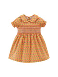 Baby Girls Peter Pan Collar Short Sleeves Floral Vintage Dress