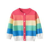 Baby Girl Colorful Striped Pattern Single Breasted Design Knit Cardigan