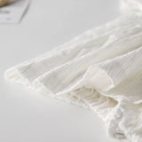 Baby Girl Belted Bow Tie Design Mesh Square Neck Solid White Onesies Dress - MyKids-USA™