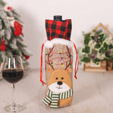 Red and Black Checkered Burlap Wine Bottle Embroidered Christmas Doll Tote Bag - MyKids-USA™