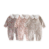 Spring Arrival Baby Girls Long Sleeves Floral Pattern Rompers with Simple Embroidery - MyKids-USA™