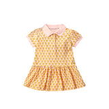 Summer New Design Girls’ Numerous Rabbits Pattern Turn-Down Collar Short Sleeves Dress