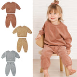 Baby 1pcs Solid Color Soft Cotton Hoodie Combo Trousers Autumn Outfit Sets - MyKids-USA™