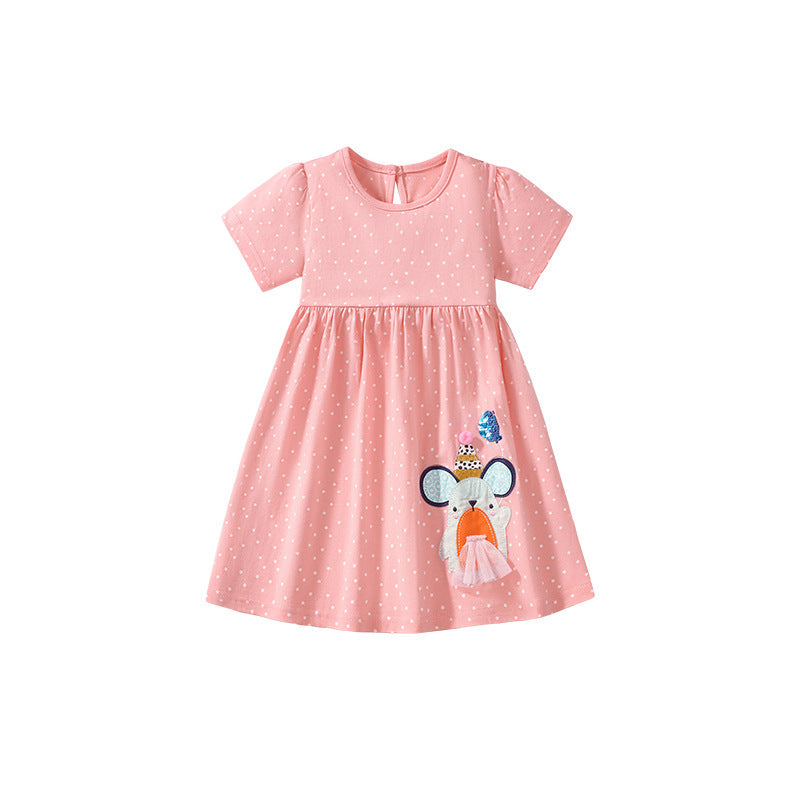 Summer Arrival Animals Cartoon Pattern Short Sleeves Dress for Stylish Girls - MyKids-USA™