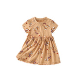 Summer Arrival Cartoon Teddy Bear Pattern Short Sleeves Dress for Stylish Girls - MyKids-USA™