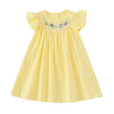 Summer Baby Kids Girls Sleeveless Birds Embroidery Yellow Dress - MyKids-USA™
