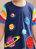 Summer Striped Dress for Girls, European and American Cute Animals Cartoon Printed Dress - MyKids-USA™