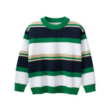 Children Green Striped Graphic Korean Style Pullover Knitwear Sweater - MyKids-USA™
