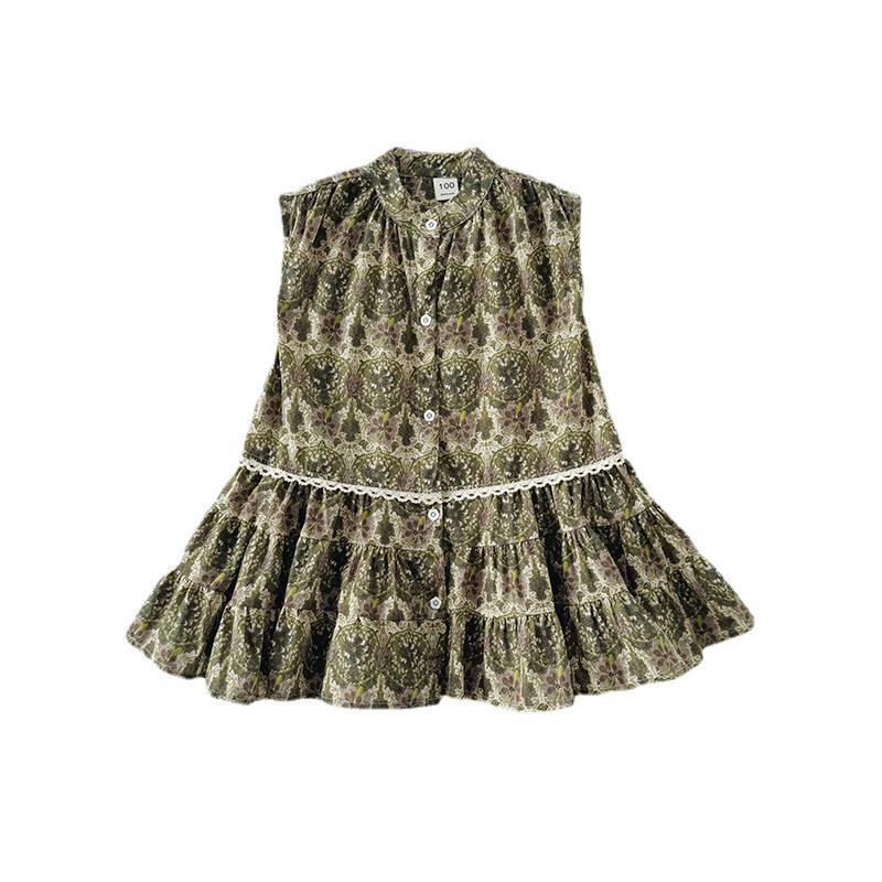 Summer Kids Girls Sleeveless Vintage Style Single Breasted Dress - MyKids-USA™