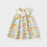 Summer Arrival Baby Girls Cute Floral Printed Pattern Sleeveless Dress with Collar - MyKids-USA™