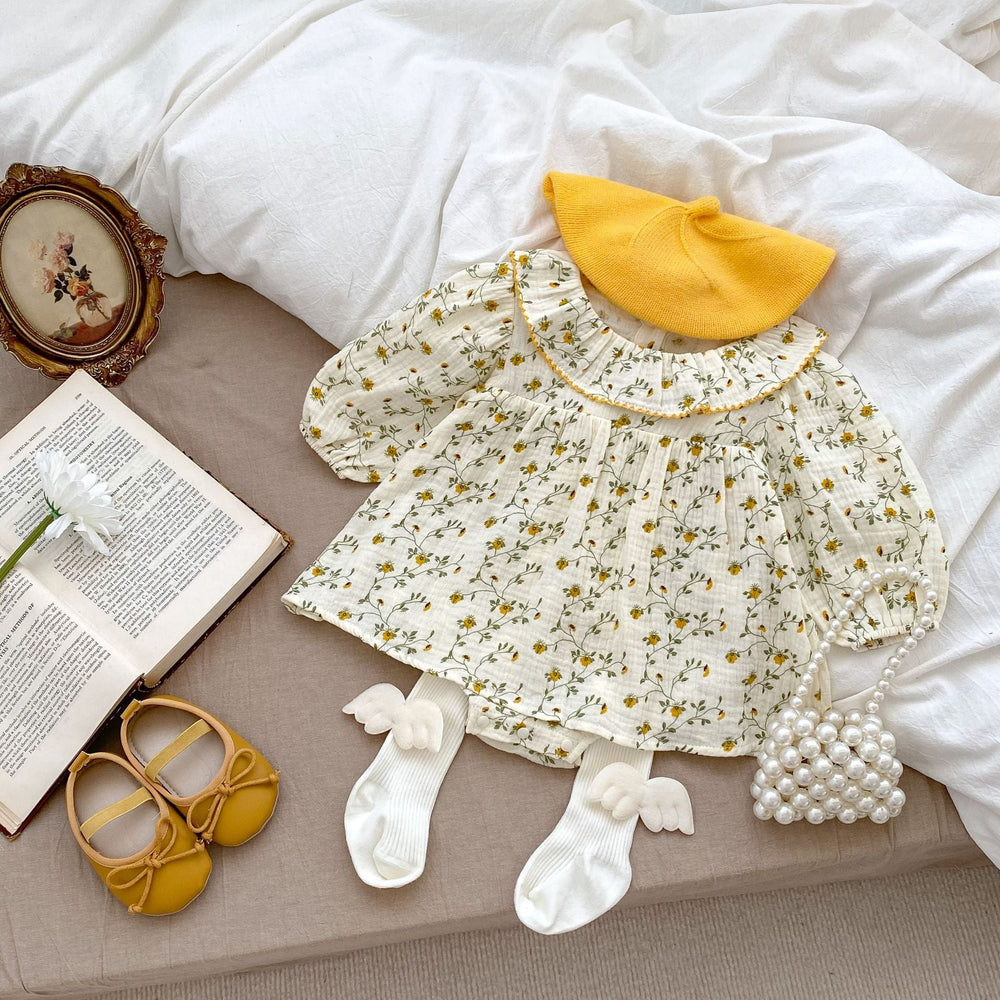 Autumn Ditsty Flower Pattern Loose Dress - MyKids-USA™