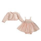 Arrival Summer Girls Short Sleeves Solid Color Top Little Coat and Embroidered Tulle Sleeveless Onesies Dress Set Clothing Set - MyKids-USA™