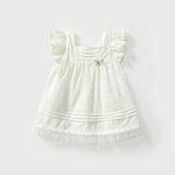 Summer Baby Kids Girls Fly Sleeves Solid Color Dress
