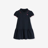 Summer Baby Kids Girls Short Sleeves Pink Logo Polo Design Black Dress - MyKids-USA™