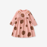 Arrival Autumn Girls Cartoon Rabbit And Polka Dots Pattern Crew Neck Long Sleeves Princess Dress - MyKids-USA™