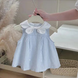 New Design Summer Baby Girls Hot Selling Fashion Preppy Sleeveless Striped Pattern Dress - MyKids-USA™