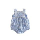 New Design Summer Girls Floral Print Lace Strap Thin Onesies