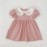 Summer Baby Girls French-style Flowers Embroidery Pattern Short-sleeved Onesies and Dress – Princess Sister Matching