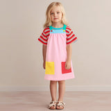 Arrival Summer Baby Girls Short Sleeves Simple Striped Top and Color Patchwork Sleeveless Dress - MyKids-USA™