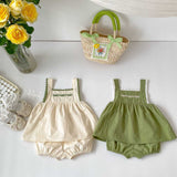 Baby Girl Embroidery Pattern Sling Tops With Shorts Sets - MyKids-USA™