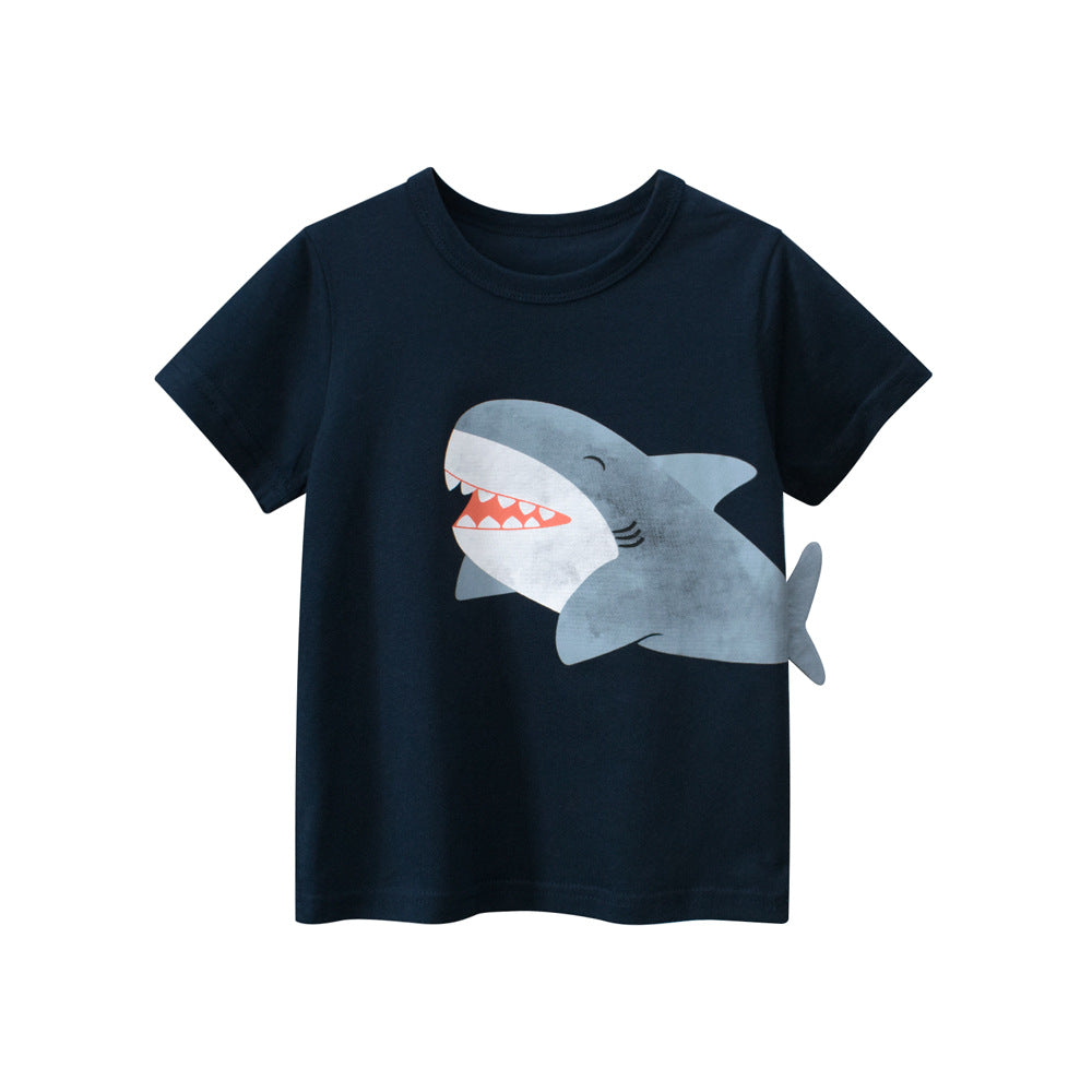 Boys’ Cartoon Baby Shark Pattern T-Shirt In European And American Style - MyKids-USA™