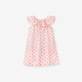Summer New Arrival Girls Sleeveless Red Heart Print Ruffle Collar Dress