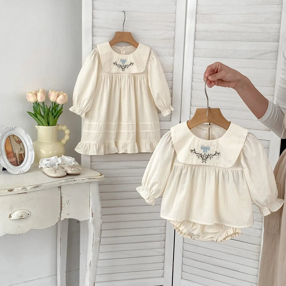 Arrival Autumn Baby Girls Long Sleeves Simple Embroidered Top and Bloomers Clothing Set / Dress - MyKids-USA™