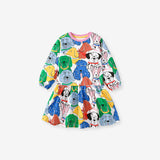 Design Autumn Girls Vivid Colorful Dogs Pattern Dress - MyKids-USA™