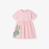 Summer Arrival Rabbit Cartoon Pattern Short Sleeves Dress for Stylish Girls - MyKids-USA™