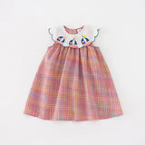 New Design Summer Baby Kids Girls Navy Style Sleeveless Plaid Dress