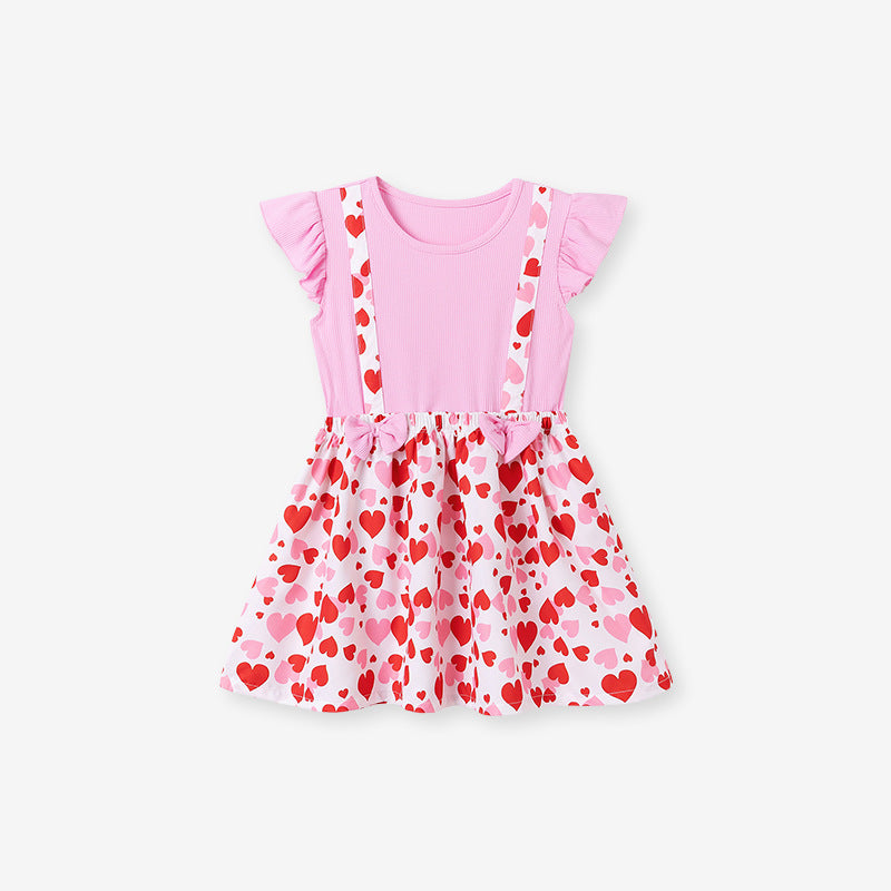 Summer Arrival Heart Pattern Fly Sleeves Dress for Stylish Girls - MyKids-USA™