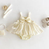 Summer Arrival Baby Girls Cute Sleeveless Butterfly-bow Decorated Dress Design Strap Onesies - MyKids-USA™